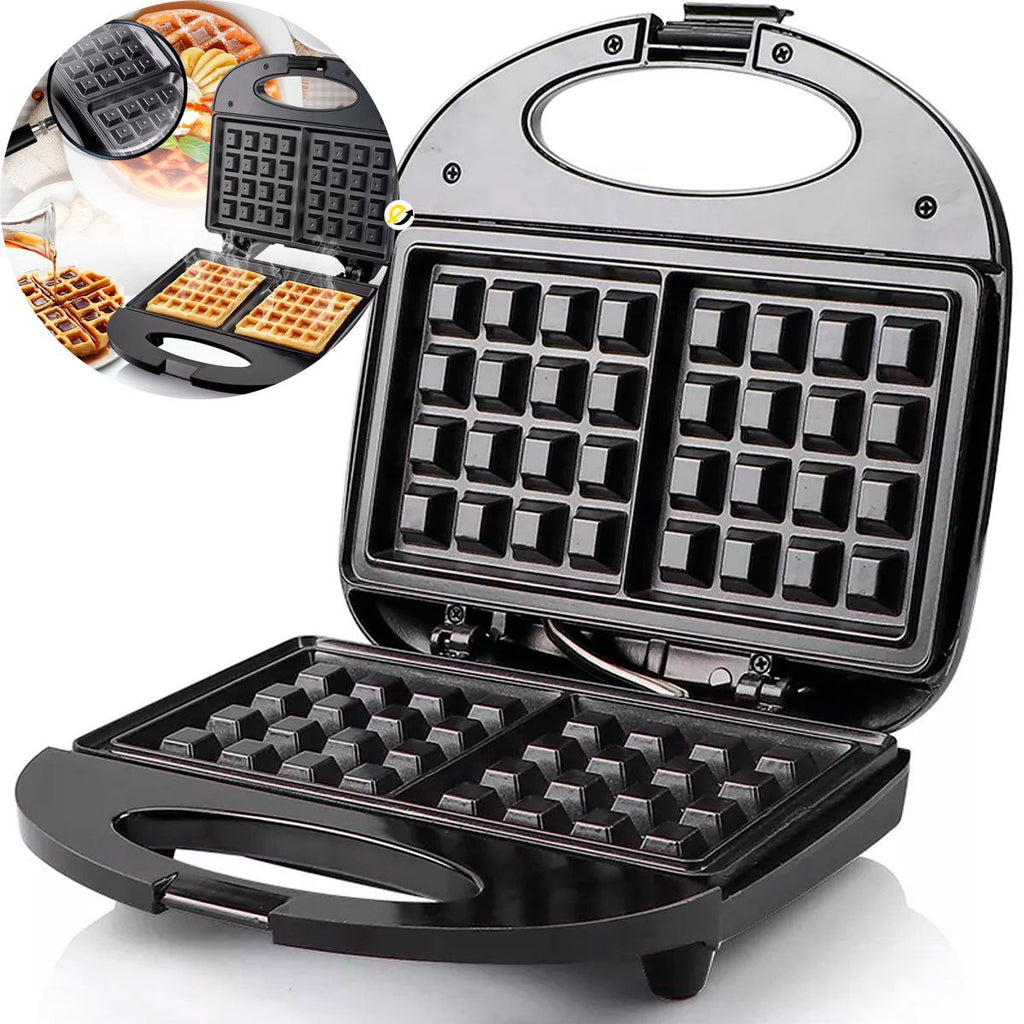 Waflera Eléctrica de 2 Puestos Negra de 850w de Potencia🧇