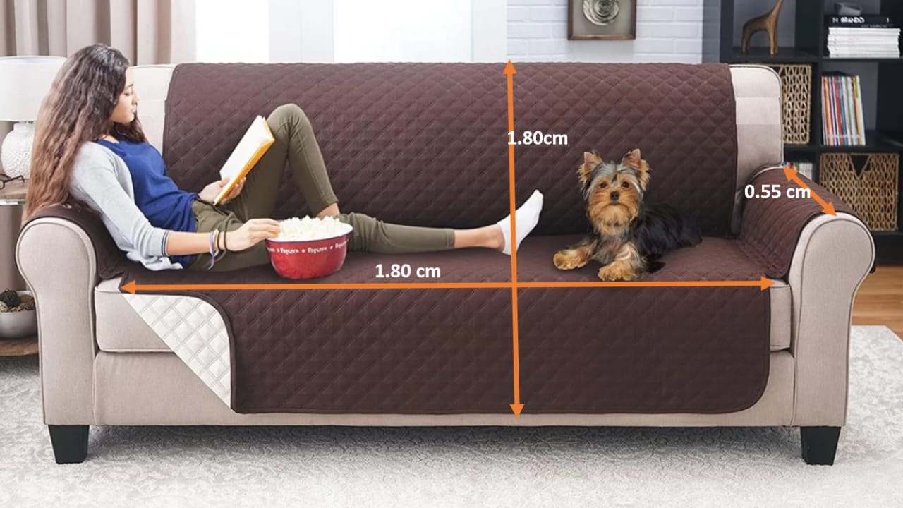 Protector de Sofá Color Café y Beige Microfibra 3 Puestos Happy Bear🛋️