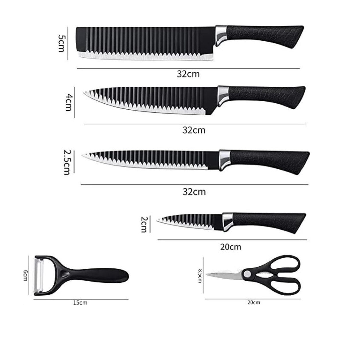 Set Cuchillos Profesional 6Pzs y Pela Papa🔪🥒