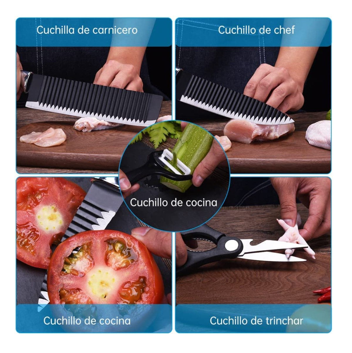 Set Cuchillos Profesional 6Pzs y Pela Papa🔪🥒