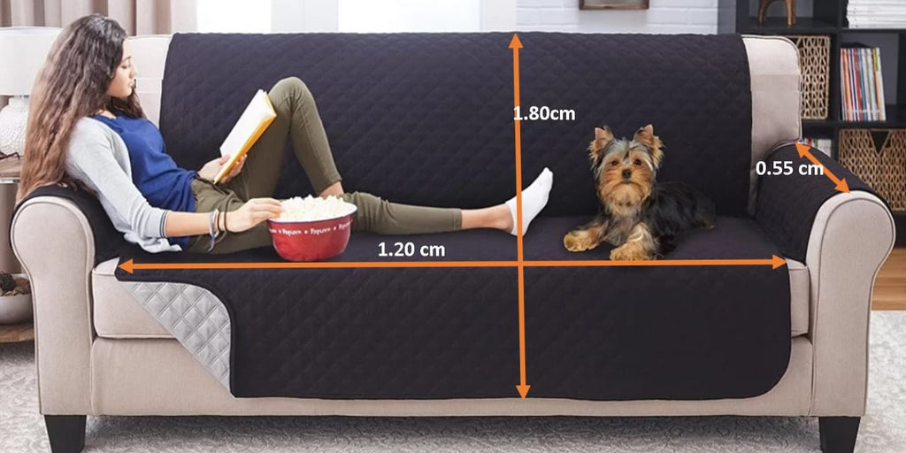 Protector de Sofá Color Negro y Gris Microfibra 2 Puestos Happy Bear🛋️