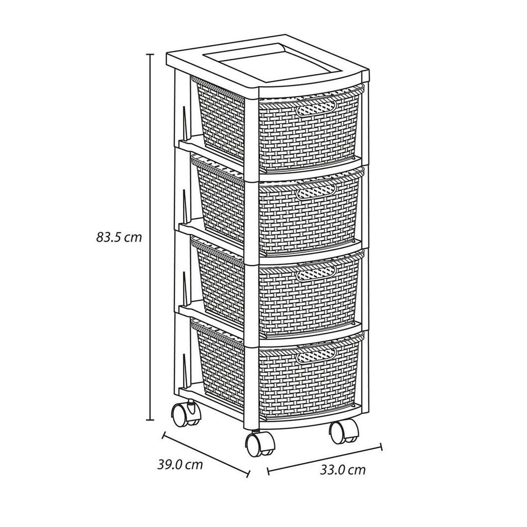 Cajonero Apariencia Rattan Rimax 4 Gavetas Altas Taupe👕