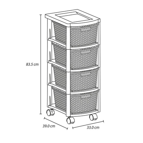 Cajonero Apariencia Rattan Rimax 4 Gavetas Altas Taupe👕