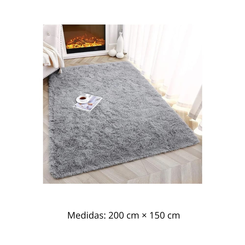 Tapete Alfombra Gris Peluda 200 x 150cm🫓
