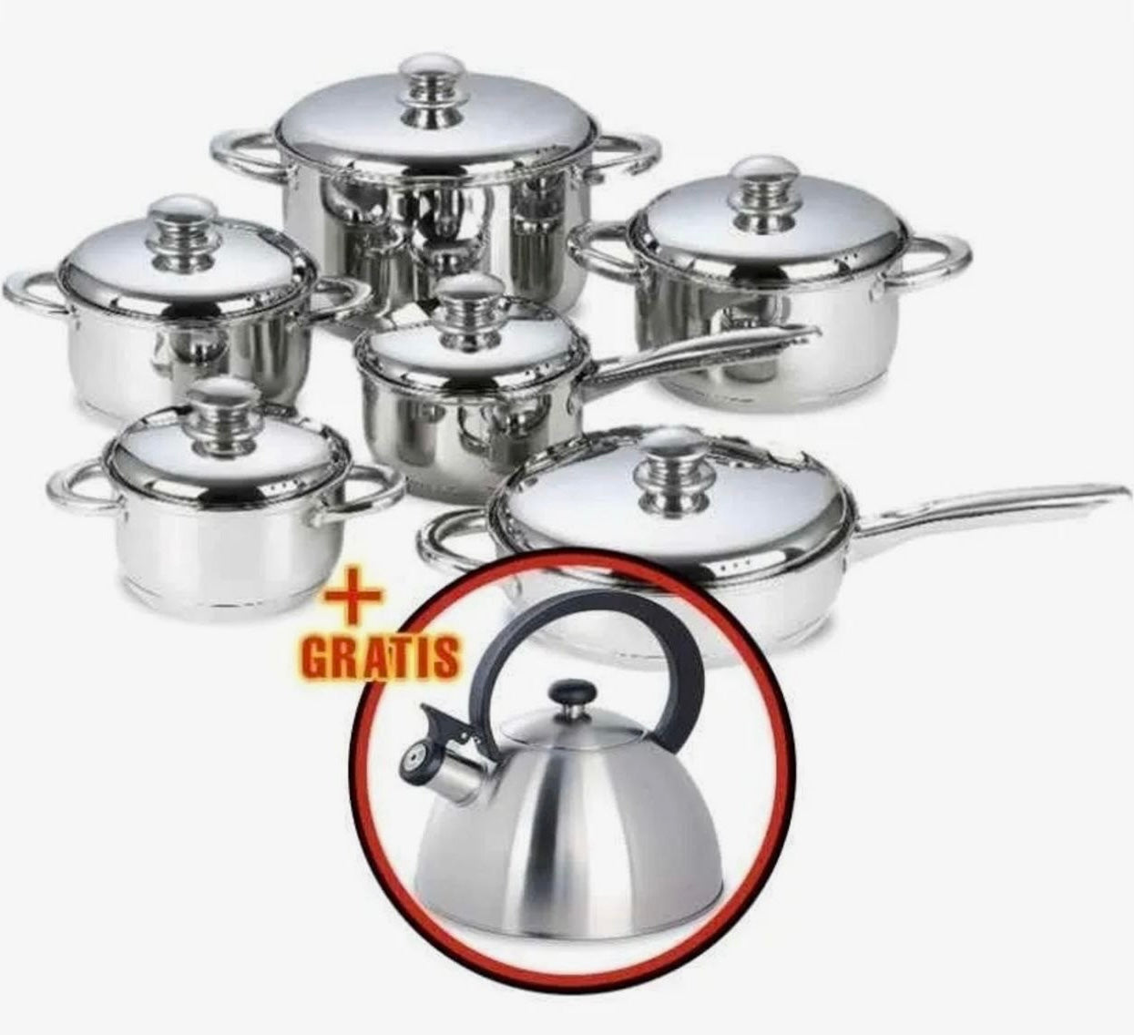 Ollas Hoffman o Shaffhousen 13 piezas de Acero Quirúrgico Incluye Tetera🍳