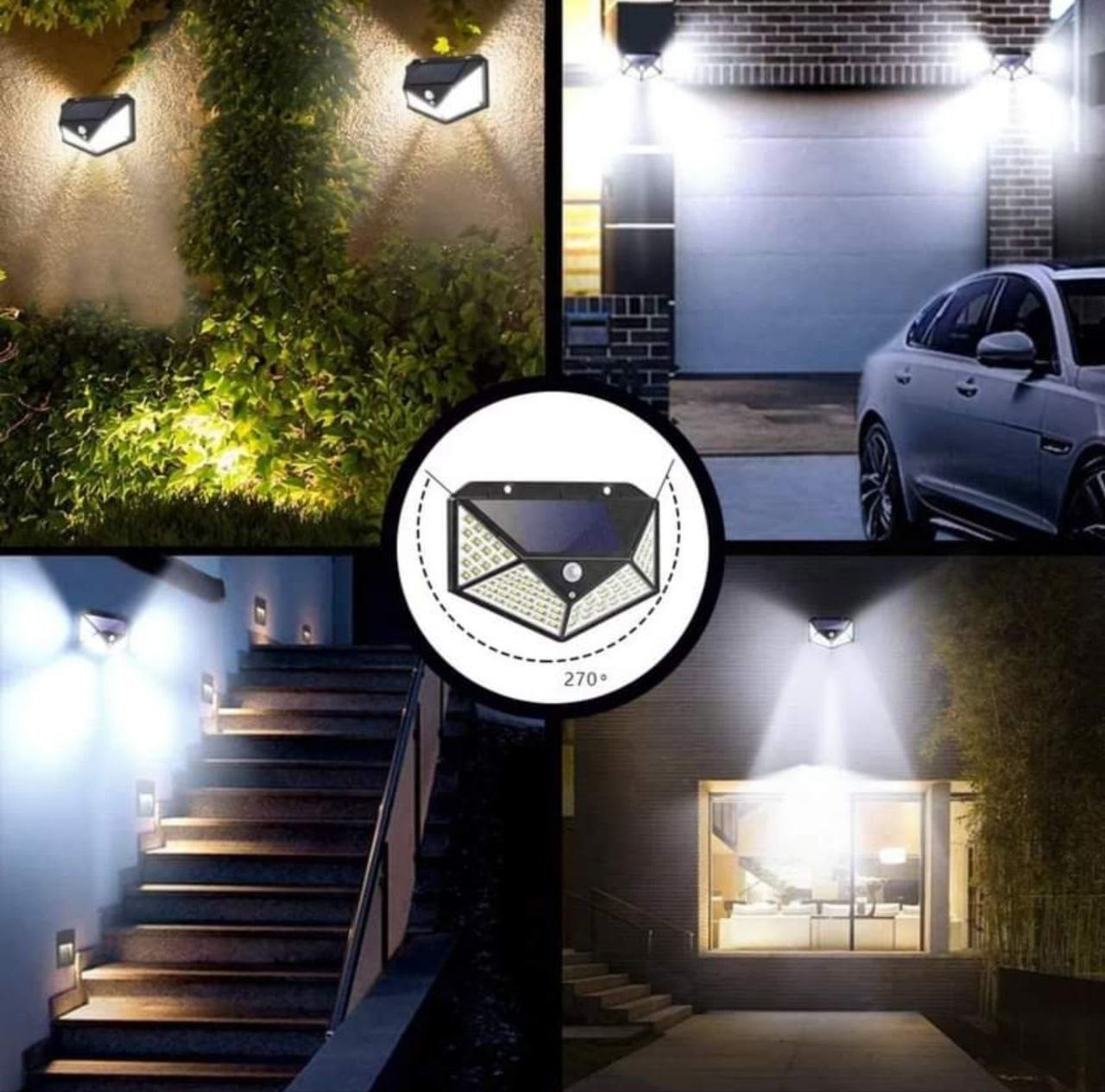 Lámpara Solar Impermeable con Panel de 100 LEDs Sensor de Movimiento☀️