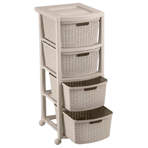 Cajonero Apariencia Rattan Rimax 4 Gavetas Altas Taupe👕