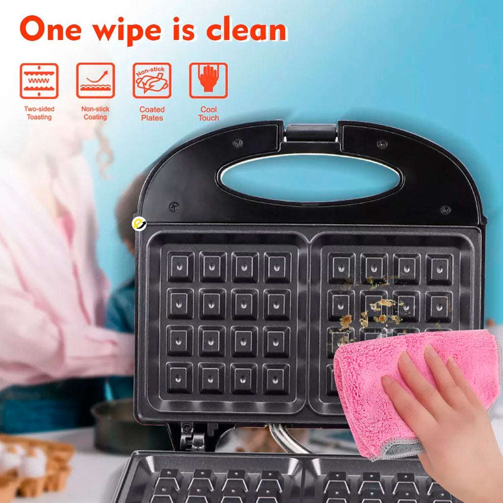 Waflera Eléctrica de 2 Puestos Negra de 850w de Potencia🧇
