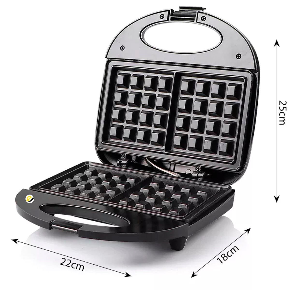 Waflera Eléctrica de 2 Puestos Negra de 850w de Potencia🧇