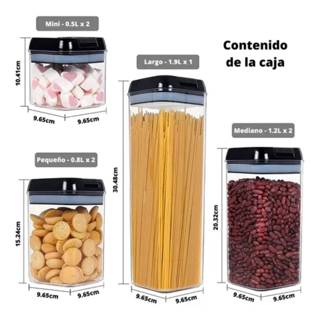 Recipientes Herméticos para Alimentos 7 Piezas🫙
