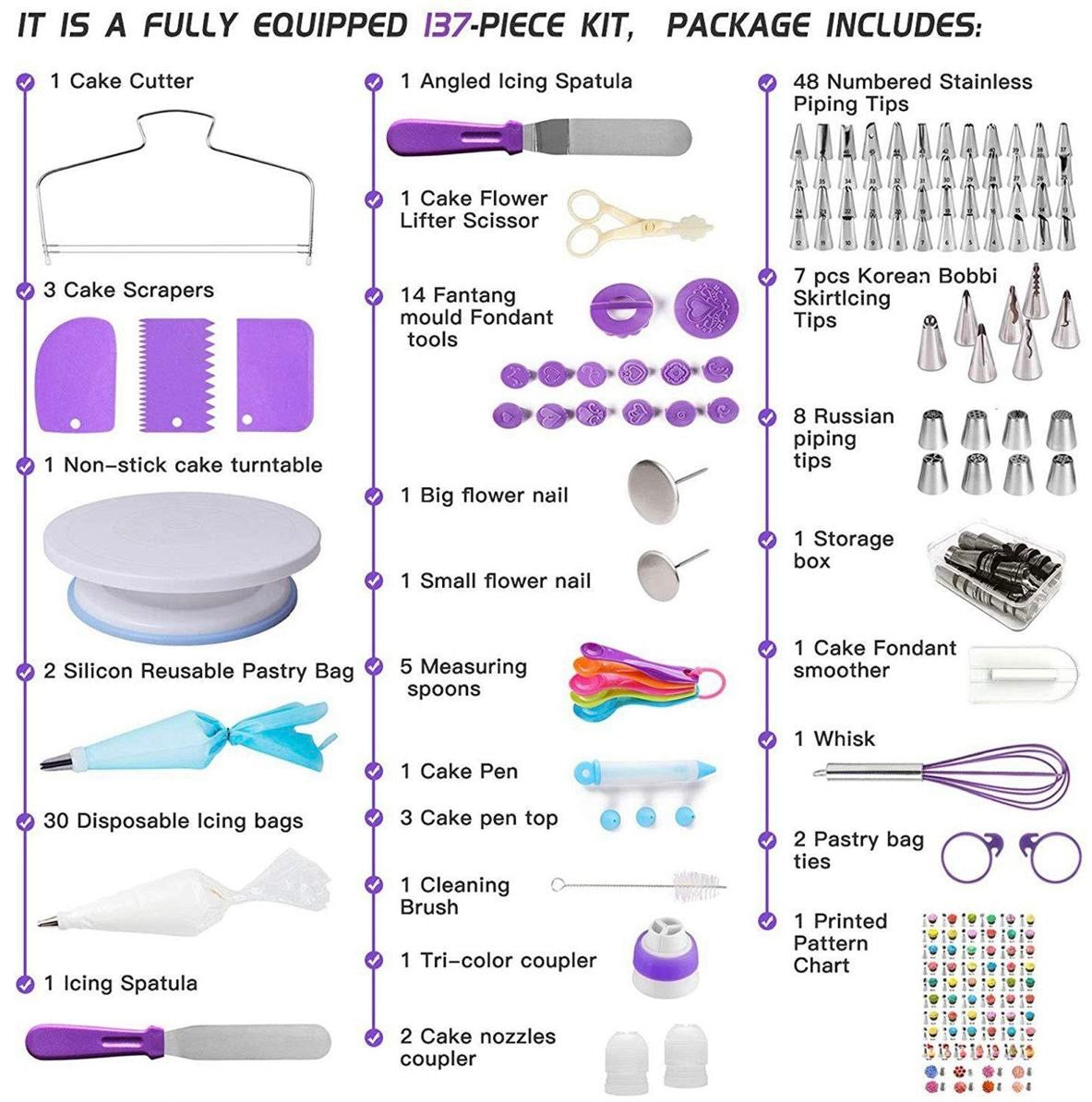 Kit de Pastelería 137 Piezas Repostería🎂