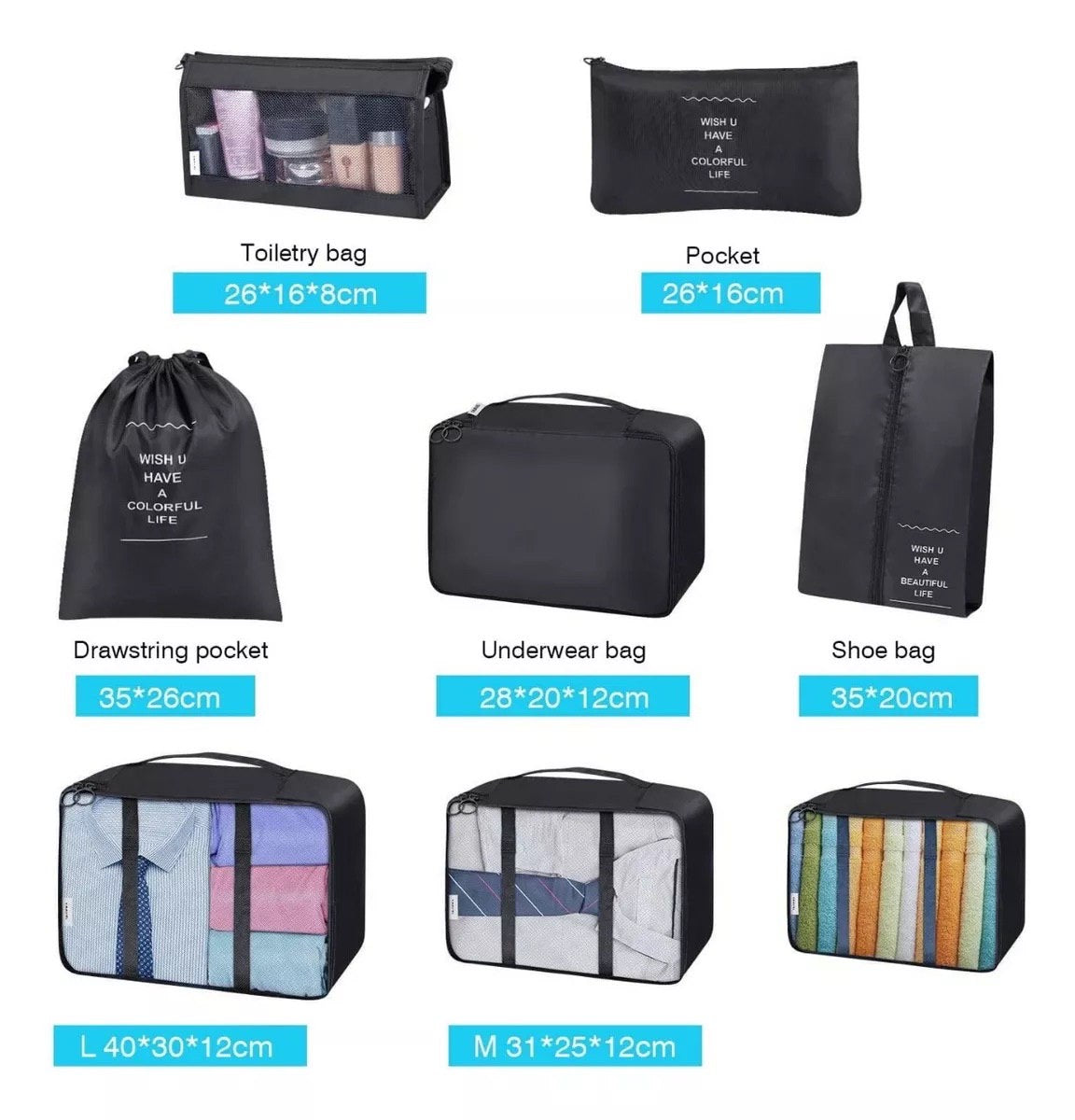 Organizador Kit Viajero 7 Unidades🧳