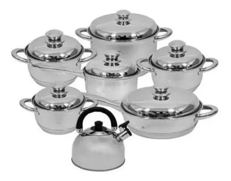 Juego de Ollas de Acero Quirúrgico Xhome 14 Piezas con Tetera Original🍳