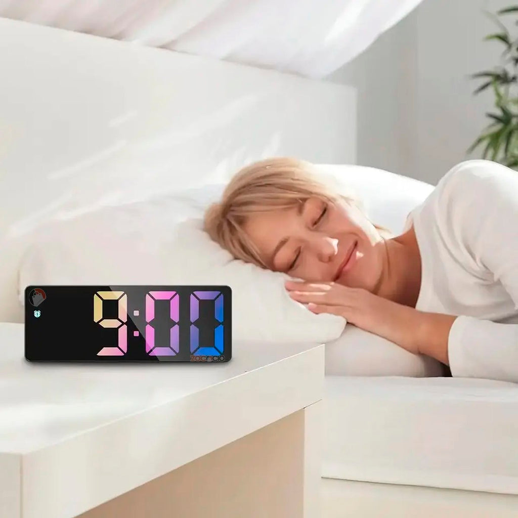 Reloj Espejo Digital Luz Led De Colores Con Despertador⏰