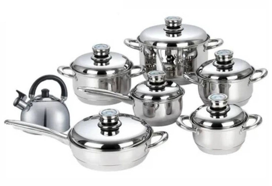 Juego de Ollas de Acero Quirúrgico Xhome 14 Piezas con Tetera Original🍳